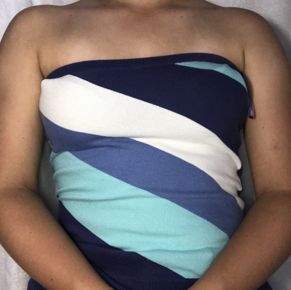 tried colored strapless top